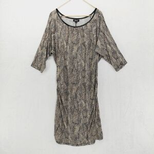 Allen Schwartz Brown Black & White Snake Print Ruched Dress 5059